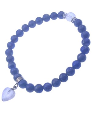 Lapis lazuli bracelet en perles naturelles 8 mm et cœur en cristal de roche