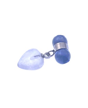 Lapis lazuli bracelet en perles naturelles 6 mm et coeur en cristal de roche