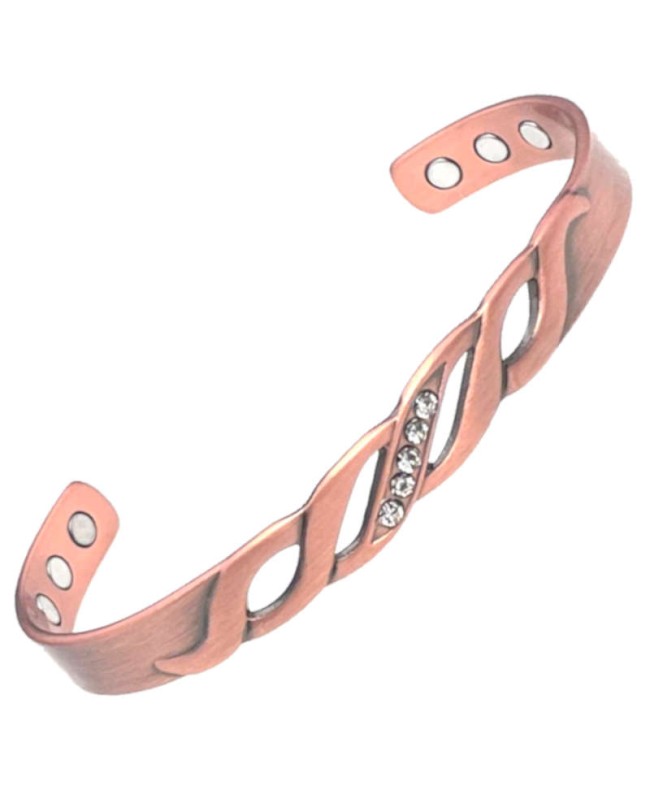 Bracelet en cuivre magnétique 6 aimants avec 5 strass - Pétunia