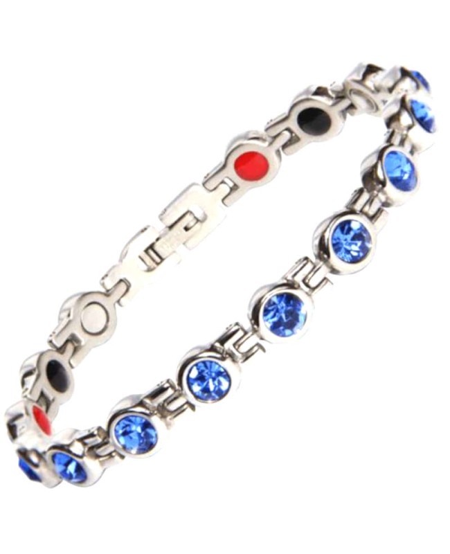 Bracelet magnétique en inox avec strass bleus - Infini