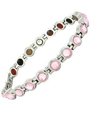 Bracelet bio-éléments en inox avec strass roses - Nymphe