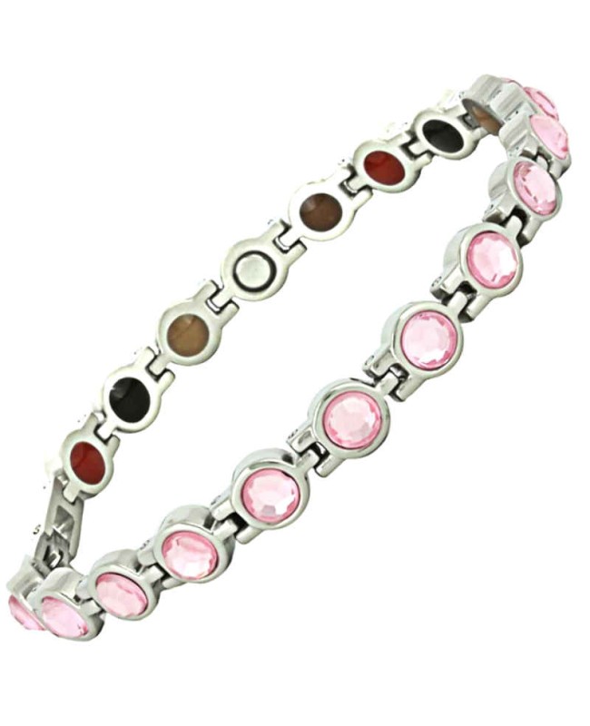 Bracelet bio-éléments en inox avec strass roses - Nymphe