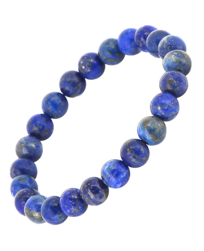 Bracelet Lapis-Lazuli 8mm fil coton & soie tressé