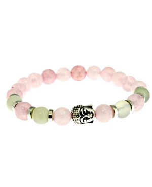 Quartz rose et Jade de Chine bracelet pierre en perles 8 mm