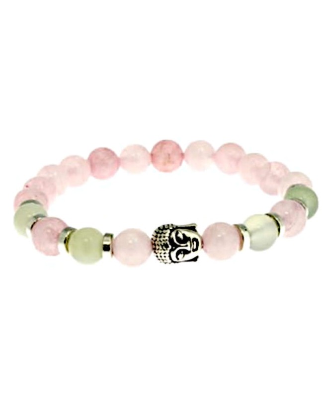 Quartz rose et Jade de Chine bracelet pierre en perles 8 mm