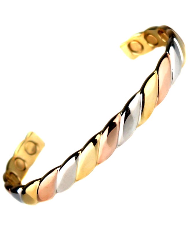 Bracelet magnétique cuivre effet spiral et trois couleurs or - Alvine