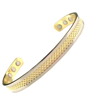 Bracelet jonc magnétique en cuivre couleur argent et or - Icosa