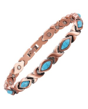 Bracelet en cuivre et aimants - Turquoise