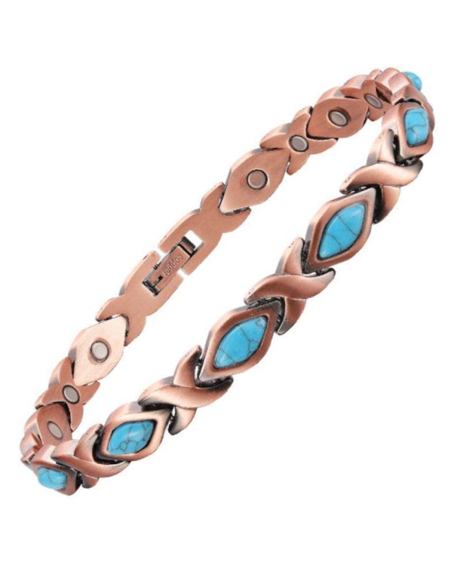 Bracelet en cuivre et aimants - Turquoise