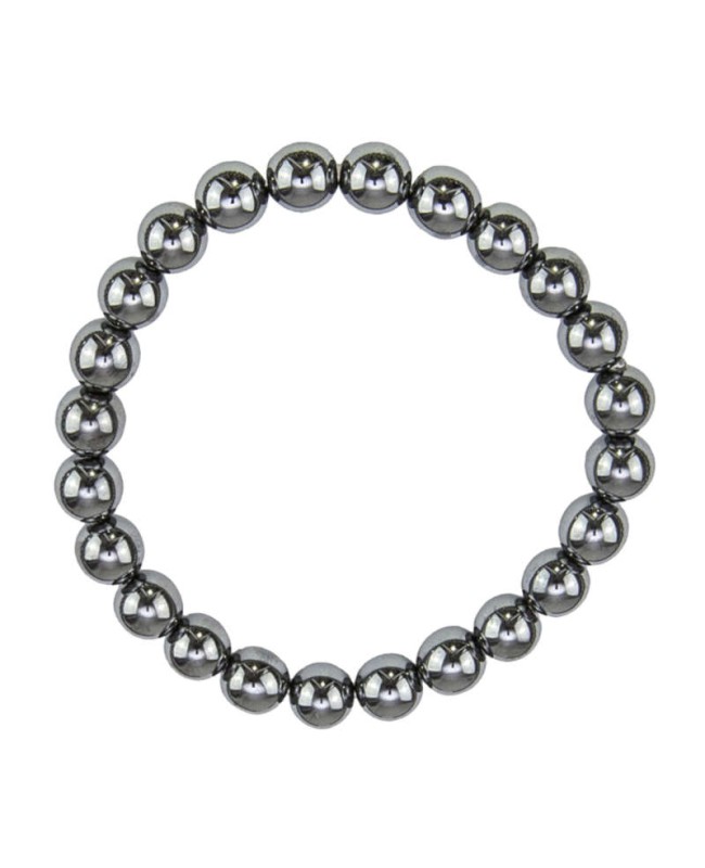 Bracelet magnétique en perles naturelles 8 mm - Hématite