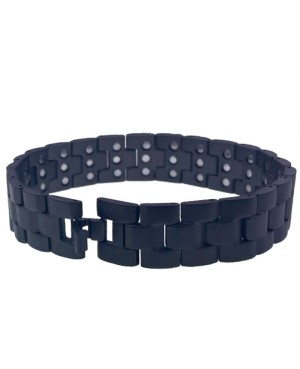 Bracelet anti douleur magnétique super puissant avec fermoir en inox noir - Méria