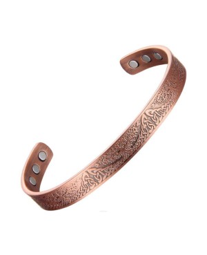 Bracelet magnétique en cuivre massif - Arbre de vie 16 cm