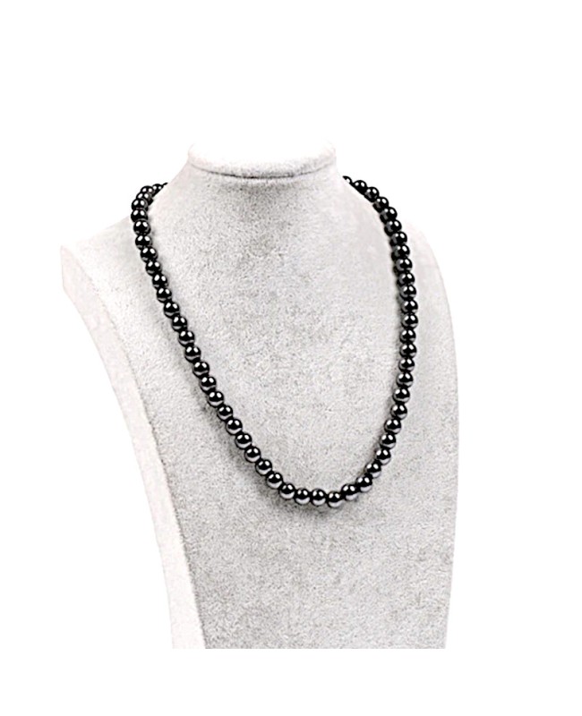 Collier magnétique en perle naturelle d'Hématite