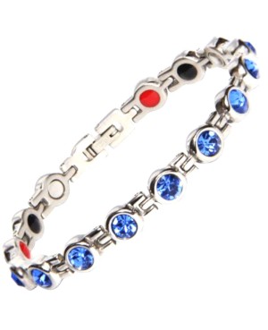 Bracelet magnétique en inox avec strass bleus - Infini