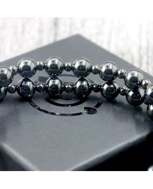 Collier magnétique - Hématite - double perle
