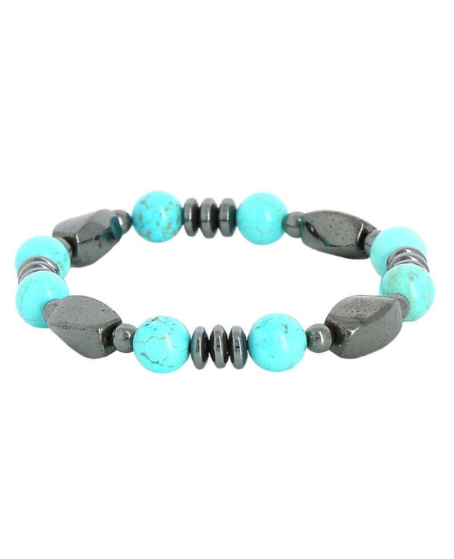 Bracelet en hématite magnétique et turquoise - Hémalys Bracelet en hématite magnétique et turquoise - Hémalys