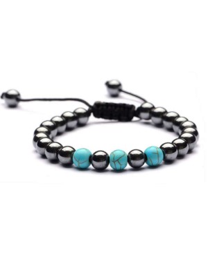 Bracelet Syméos – Hématite magnétique & Turquoise...