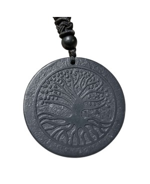 Pendentif shungite & pierre de lave – Arbre de vie
