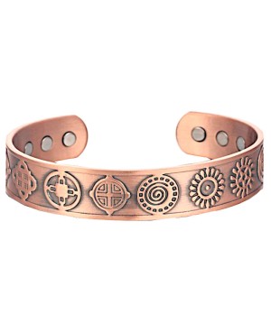 Bracelet magnétique en cuivre aux symboles ancestraux - Quintessence