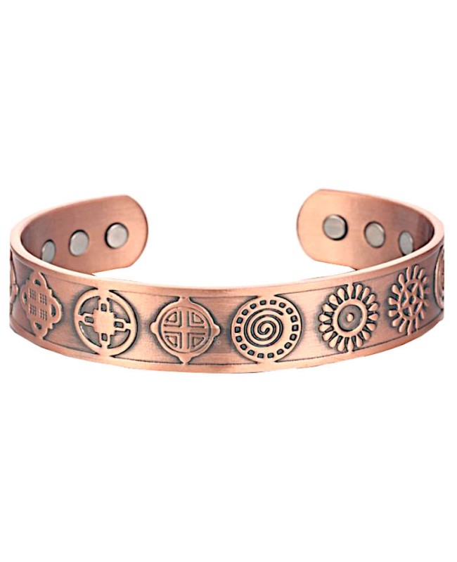 Bracelet magnétique en cuivre aux symboles ancestraux - Quintessence
