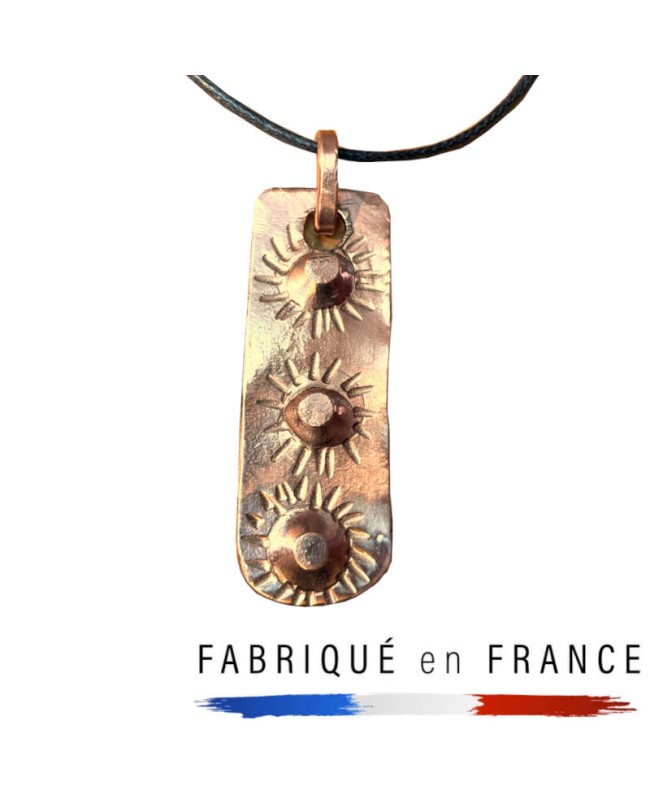 Pendentif en cuivre massif martelé - Solaria