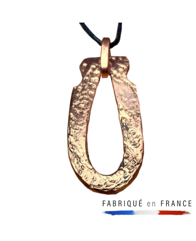 Pendentif goutte ouverte en cuivre massif – Élan