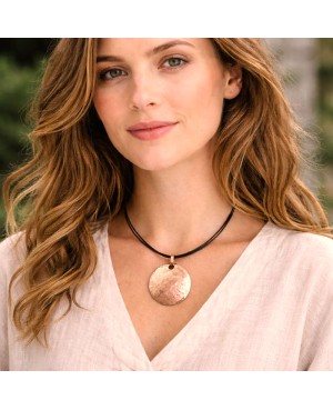 Pendentif rond artisanal France - cuivre massif – Tellura