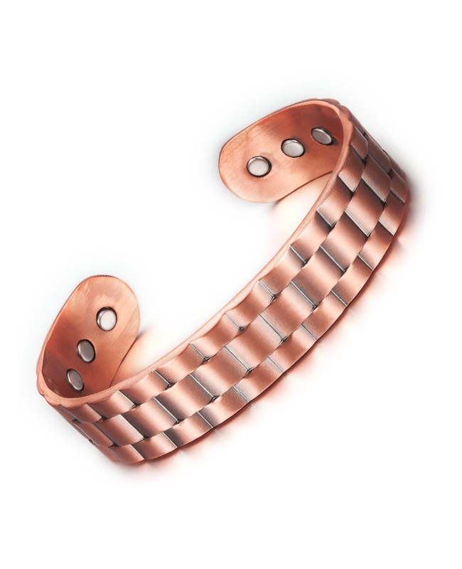 Bracelet magnétique en cuivre largeur 16 mm et motif quadrillage damier - Gentiane