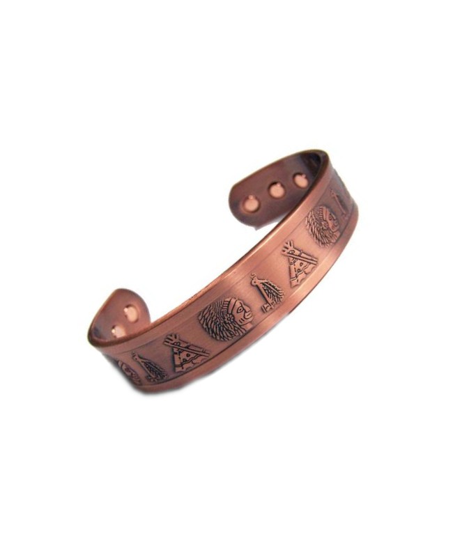Bracelet magnétique avec aimants Néodyme cuivre style Amérindien