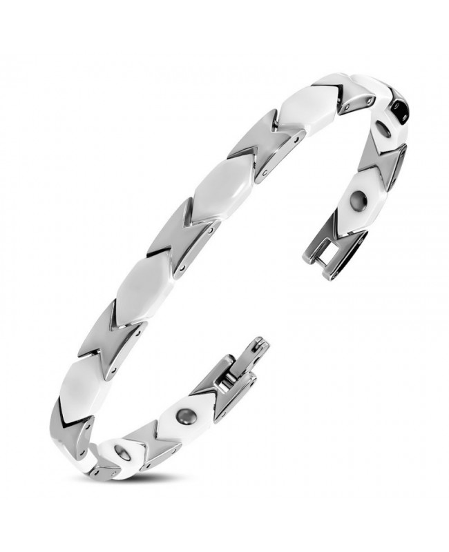 Bracelet homme femme ceramique finition polie aimants magnetique