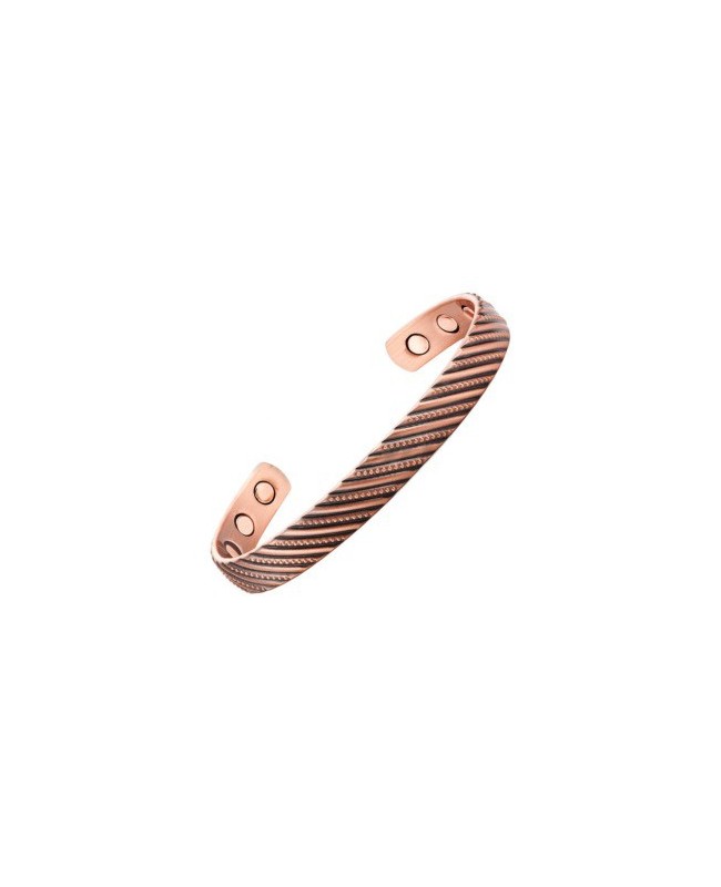 Bracelet cuivre confort articulaire avec fines lignes en spirale - Eglantine