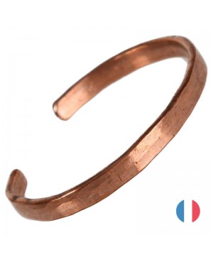 Bracelet cuivre pur massif - Silène martelé à la main en France