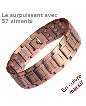 Bracelet magnétique en cuivre - surpuissant avec 57 d'aimants thérapeutique