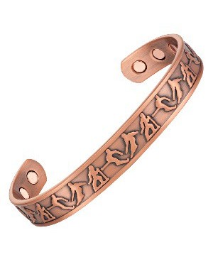 Bracelet magnétique cuivre - Skiing avec motif skieurs