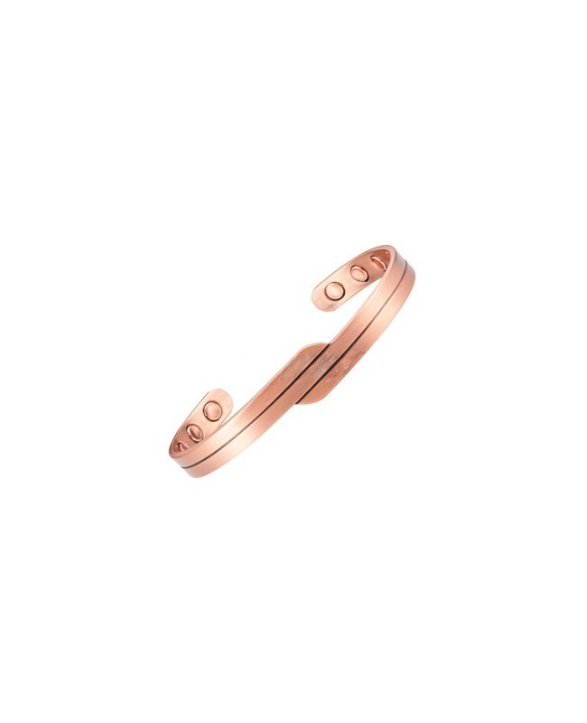 Bracelet magnétique cuivre avec une fine ligne et courbe décalée - Pépino