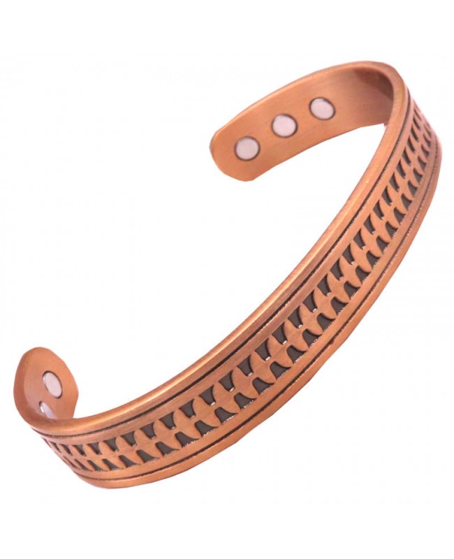 Bracelet magnétique en cuivre pour soulager les douleur, motif avec de fine lignes - Quinoa