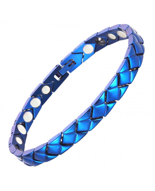 Bracelet magnétique homme en inox bleu