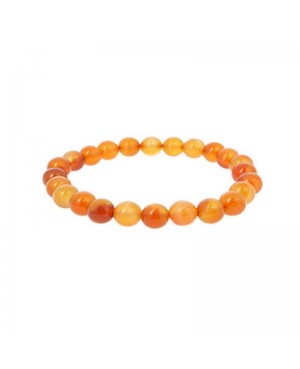 bracelet en cornaline orange tangerine perles naturelles de 8 mm, sur élastique