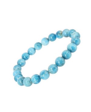 Bracelet artisanal élastique en pierre Apatite claire perles 6 mm