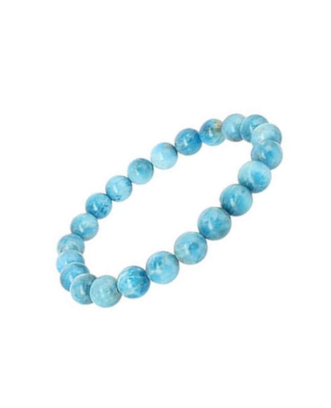 Bracelet artisanal élastique en pierre Apatite claire perles 6 mm
