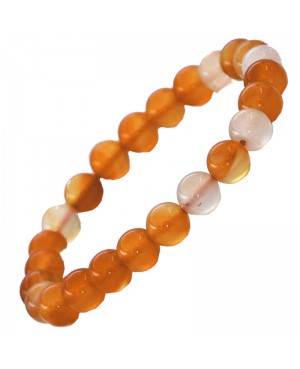 bracelet en cornaline orange perles naturelles de 8 mm,