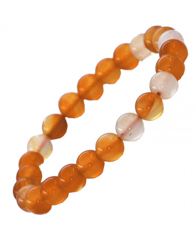 bracelet en cornaline orange perles naturelles de 8 mm,