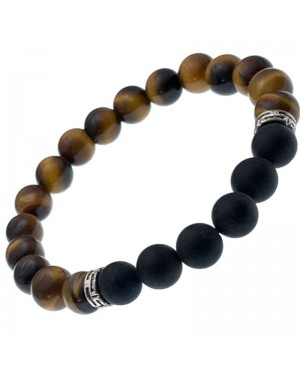 Œil de tigre et Agate noire bracelet pierre en perles 8 mm