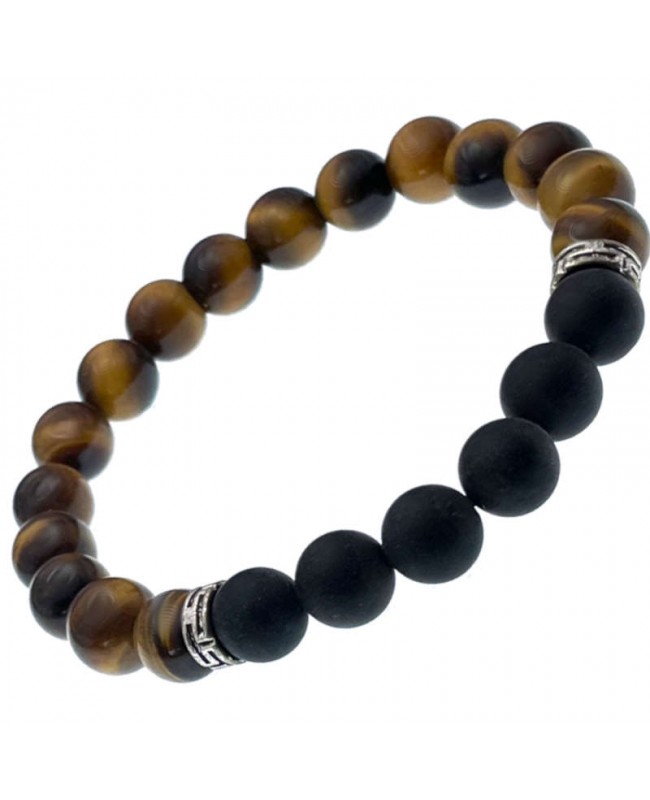 Œil de tigre et Agate noire bracelet pierre en perles 8 mm