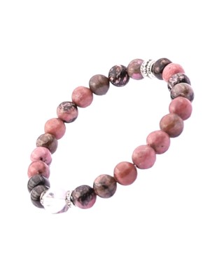 Rhodonite zébrée et perles de cristal bracelet perles naturelles 8 mm