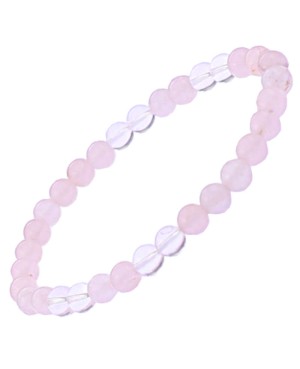 Bracelet amour en quartz rose et cristal de roche pierre 6 mm